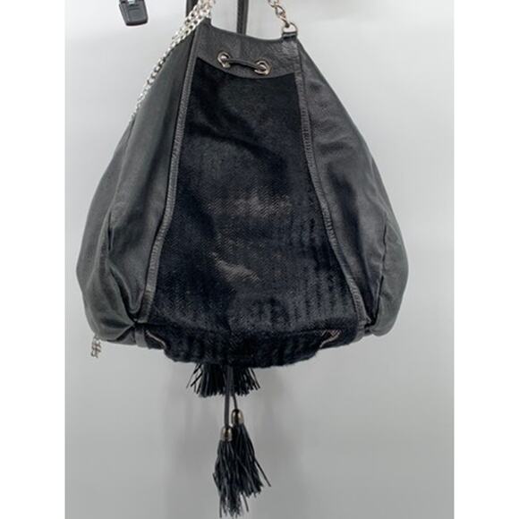 ZAC POSEN Women's Black Suede Herringbone Shoulder Bag - Picture 2 of 10